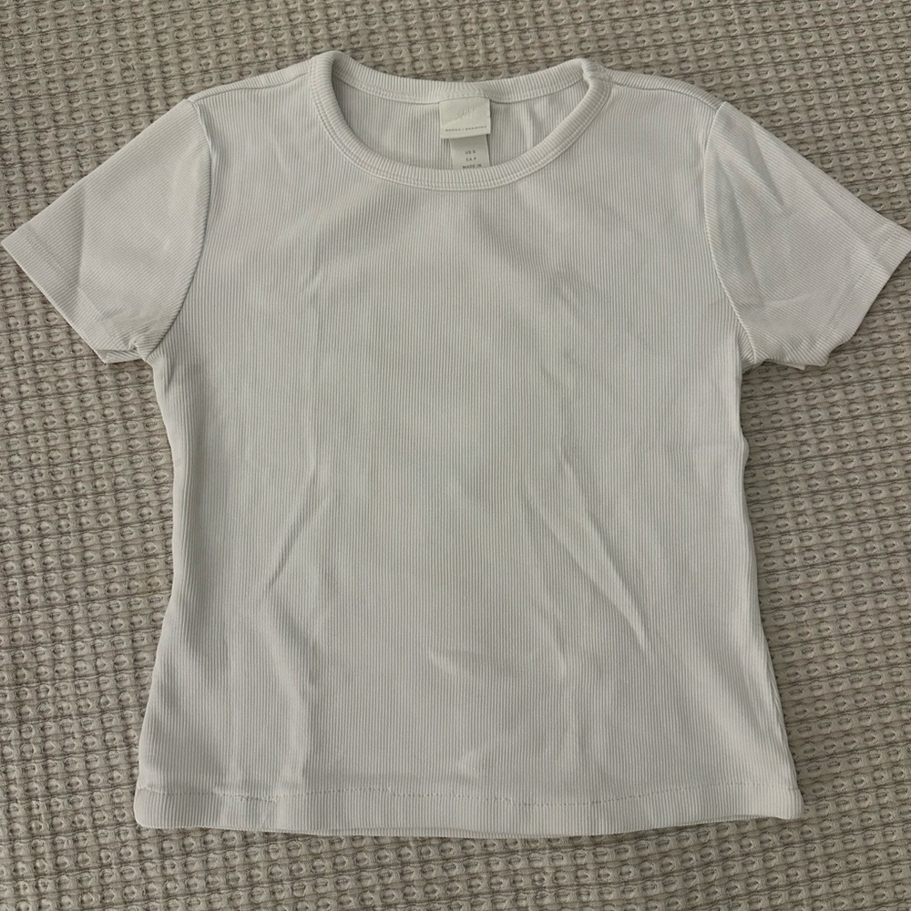 H&M white ribbed fitted tee